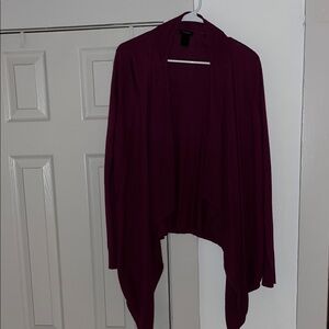 Ann Taylor Deep Red Open Front Cardigan